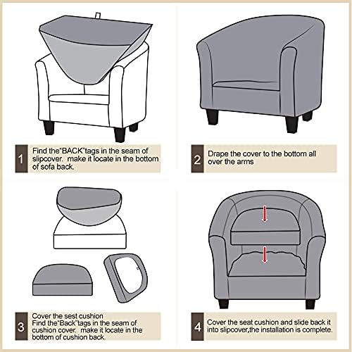 Lellen Club Chair Slipcover with Arms - White Barrel Chair Slipcovers Round T...