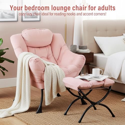 Furlide Lazy Chair with Ottoman, Modern Chair with Folding Footrest, Lounge A...