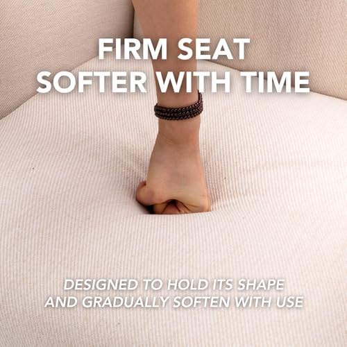Beige Linen Fabric Accent Chair, Modern Farmhouse Upholstered Armchair with N...
