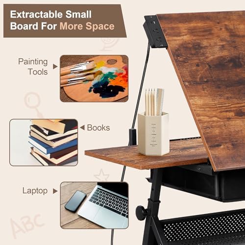 ZENY Adjustable Drafting Table with Stool Tilting Drawing Desk Artist Table |...