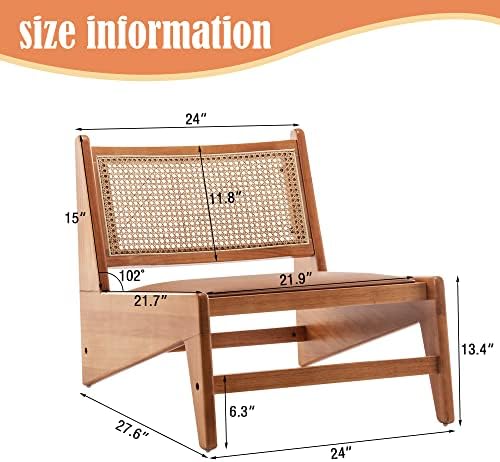 HAOBO Home Rattan Chair Mid Century Modern Accent Chair for Reading Living Ro...