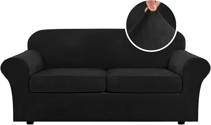 H.VERSAILTEX Real Velvet Plush 3 Piece Stretch Sofa Covers Couch Covers by HVERSAILTEX