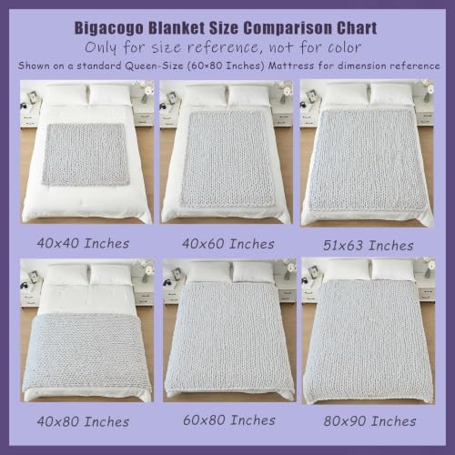 Bigacogo Chunky Knit Throw Blanket for Couch, 40x60 inches, Beige