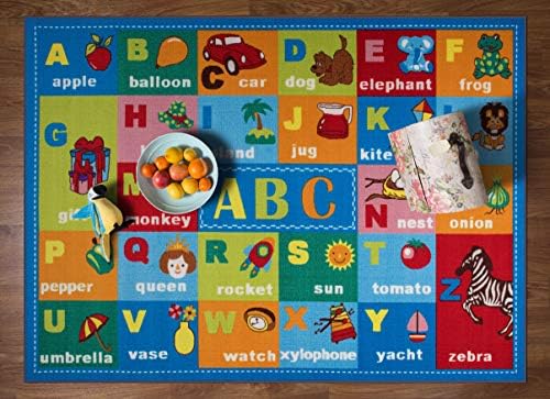 Rugshop Alphabet Symbols Non-Skid Kids Learning Area Rug Multi 3'3" ...