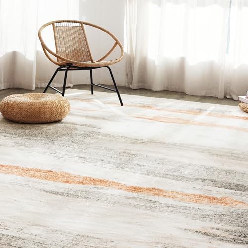 Carvapet 6x9 Area Rugs for Living Room Bedroom, Brown Modern Abstract Low Pil...