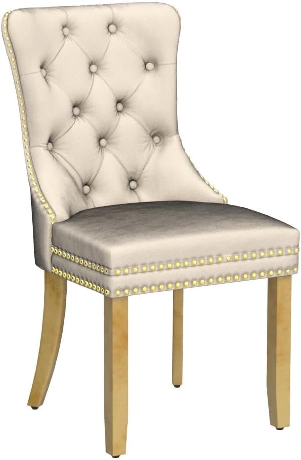 KCC Velvet Dining Chairs Set of 4, Upholstered High-end Tufted Dining Chair w...
