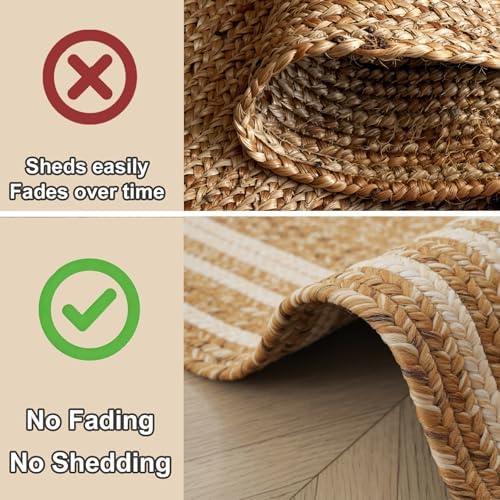 RCTJHOME 2x6 Oval Braided Runner Rug, Natural Color Farmhouse Kitchen Mat