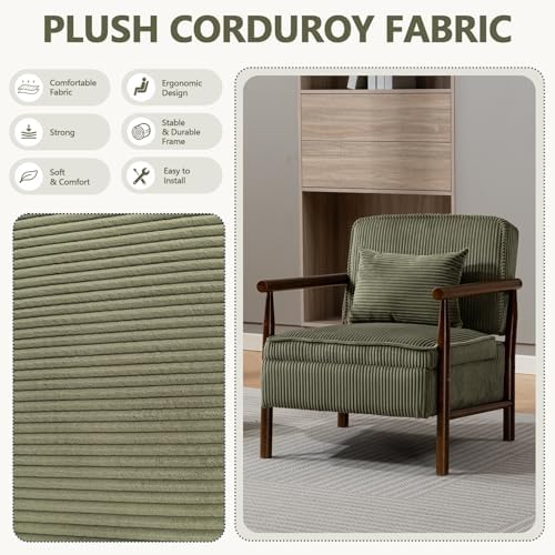 HRVEOCEI Green Accent Chair with Storage for Small Spaces (Green)
