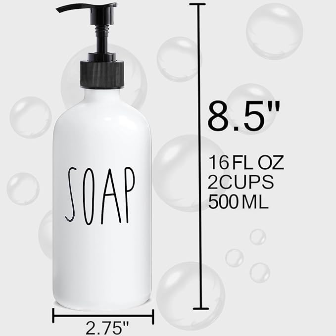 MOMEEMO White Soap Dispenser Bathroom Set, Contains Hand and Lotion Dispenser - Image 2