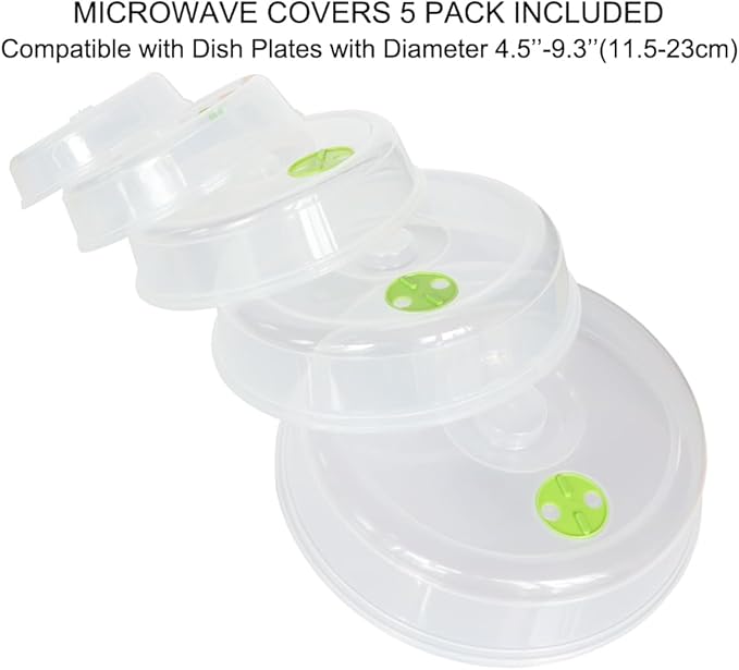 Microwave Covers for Food 5 PCS Microwave Splatter Lid Cover Dish Cover Plate - Image 5