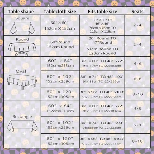Halloween Pumpkin Checkerboard Rectangle Kitchen Tablecloth 60x120 Inch