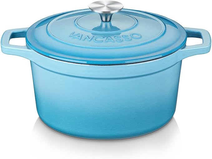 vancasso Enameled Cast Iron Dutch Oven, 2.5 QT Blue Naturally Non-Stick by vancasso