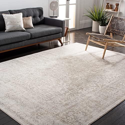 SAFAVIEH Evoke Area Rug 8x10 Large, Ivory & Taupe EVK256E