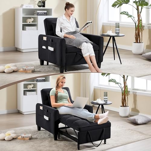 Convertible Sleeper Chair, 3 in 1 Sleeper Chair Bed Pull Out Sofa Bed Chairs,...