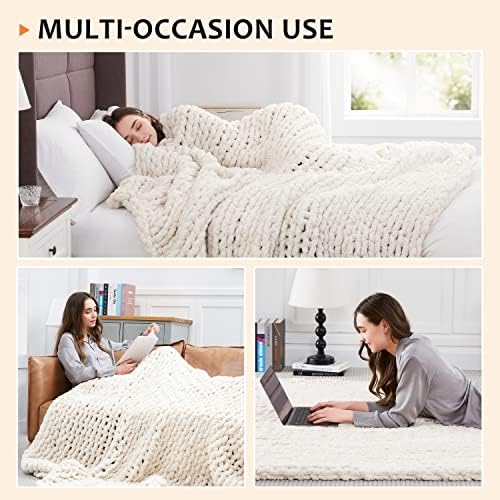 L'AGRATY Chunky Knit Throw Blanket for Couch, 50'' x 60''...