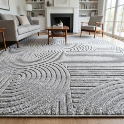 Grey Boho 8x10 Solid Color Area Rugs, Washable Rugs for Living Room