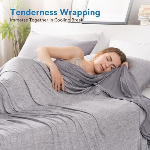 HOMFINE Cooling Blanket for Hot Sleepers Queen Size, Grey 90"x90"