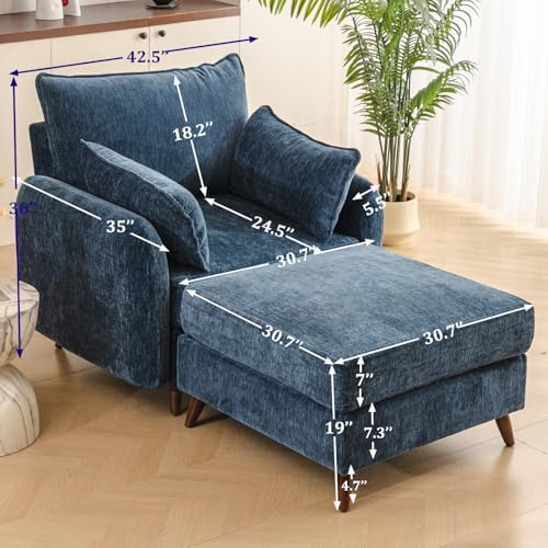 Rexulqo Oversized Accent Chair with Ottoman,All Seats Storage,Comfy Big Armch...