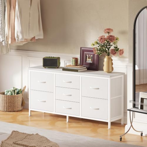 DUMOS 7 Drawer Fabric Dresser, Clothes Organizer Storage Tower for Bedroom