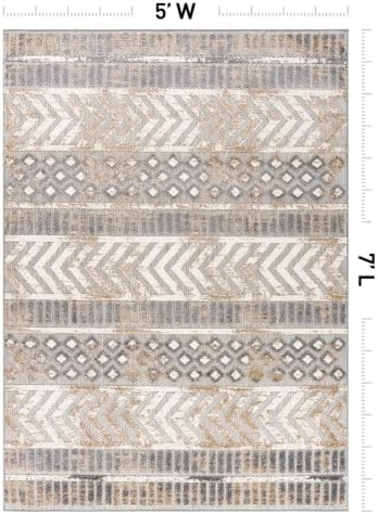 Rugshop Tribal Stripe Indoor/Outdoor Area Rug, Beige, 5' x 7'