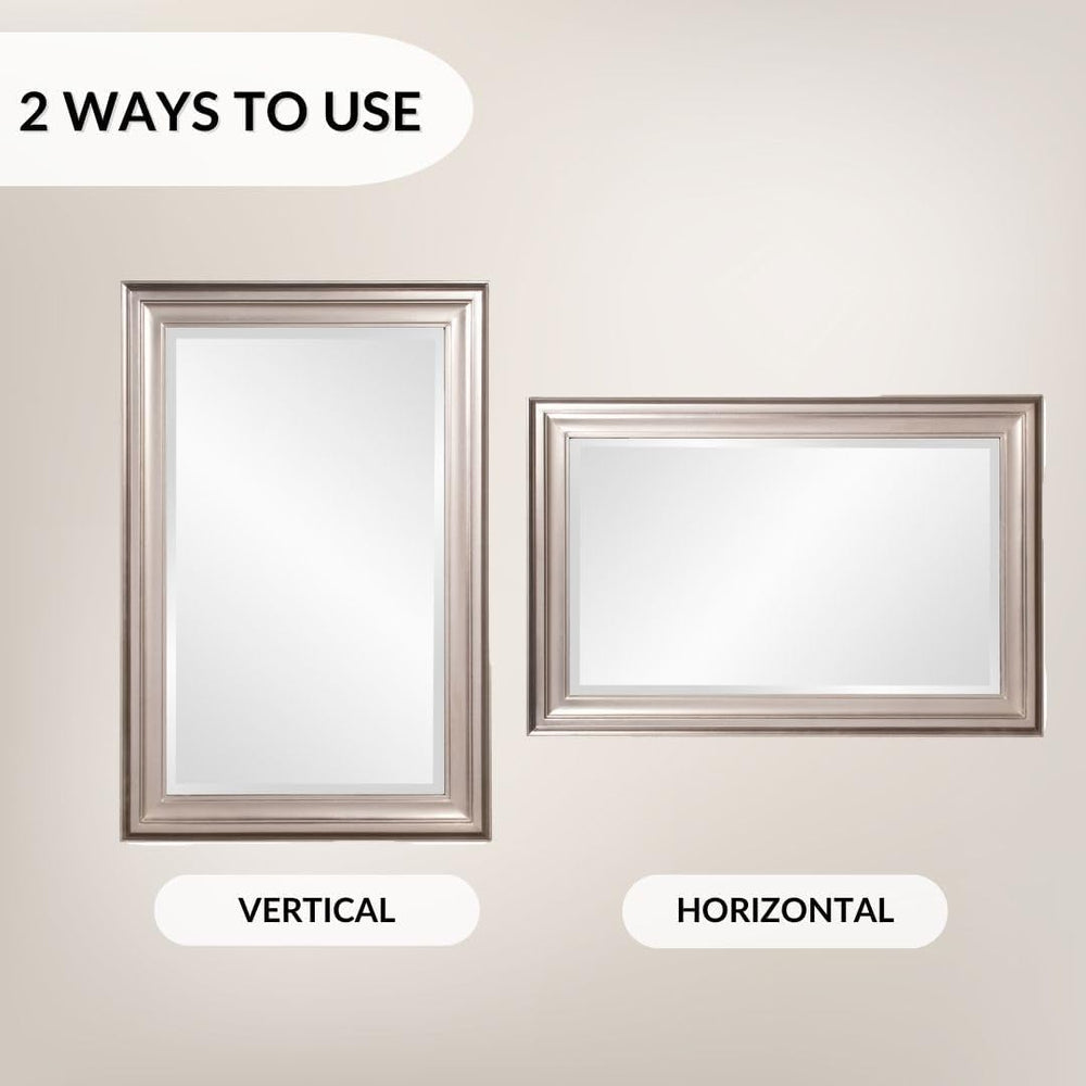 Howard Elliott Collection George Rectangular Bright Silver Wall Mirror, Recta...