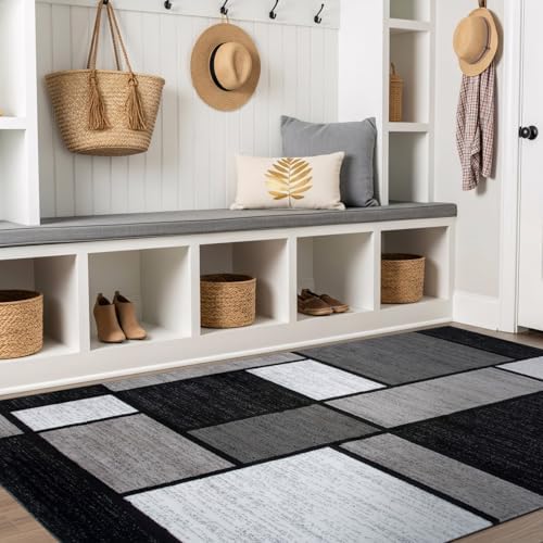 Rugshop Modern Boxes Contemporary Non-Shedding Area Rug Gray 5'3" x ...