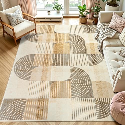 5x7 Washable Area Rugs for Living Room, Non Slip Boho Modern Rug