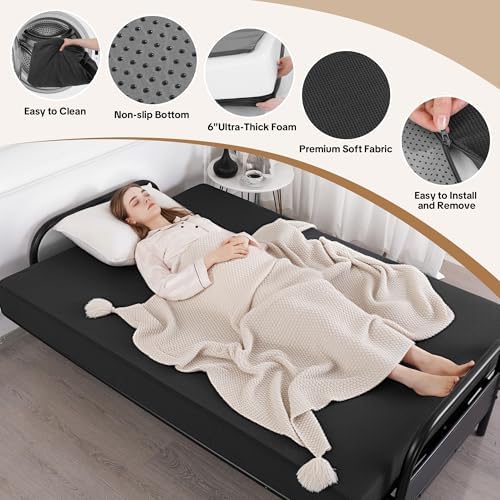 MABOZOO 6 Inch Full Size Futon Mattress, Foldable Futons Sofa Couch Bed Foam ...