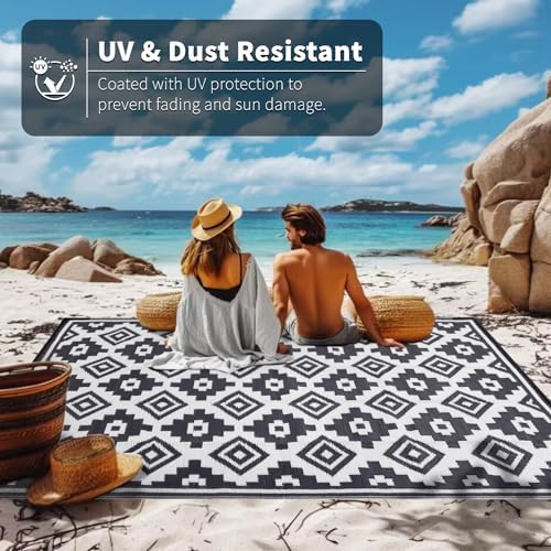 Shilucheng 8x10 ft Outdoor Rug for Patio, Modern Waterproof Area Rug