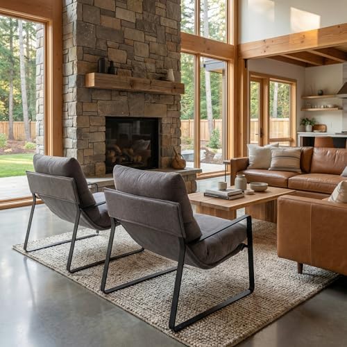 LukeAlon Modern Linen Accent Armchair, Grey