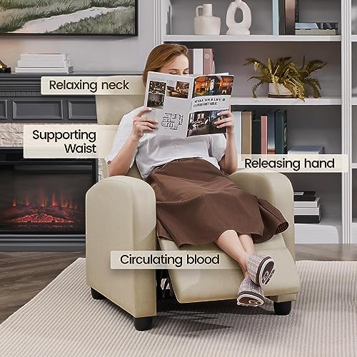 Topeakmart Fabric Recliner Chair Home Theater Seating with Footrest Beige