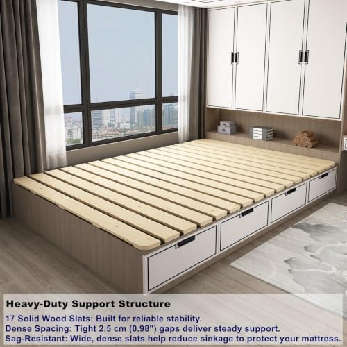 Foldable Floor Bed Frame for Japanese Futon Mattress King Size