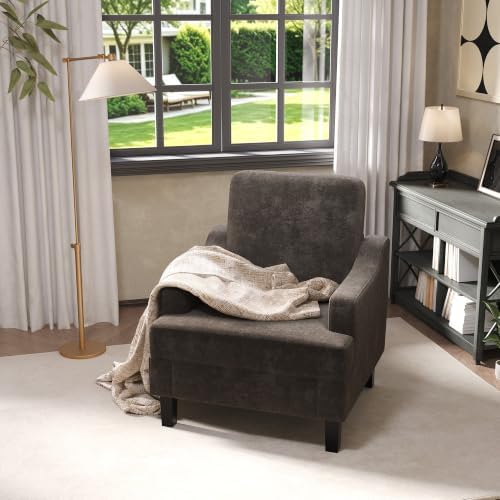 Garvee Dark Brown Comfy Accent Chair, Upholstered Armchair for Living Room