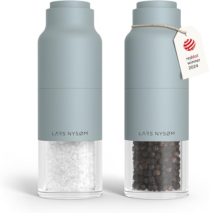LARS NYSØM Salt and Pepper Grinder Set, Stainless Steel Manual Salt and Pepper by LN