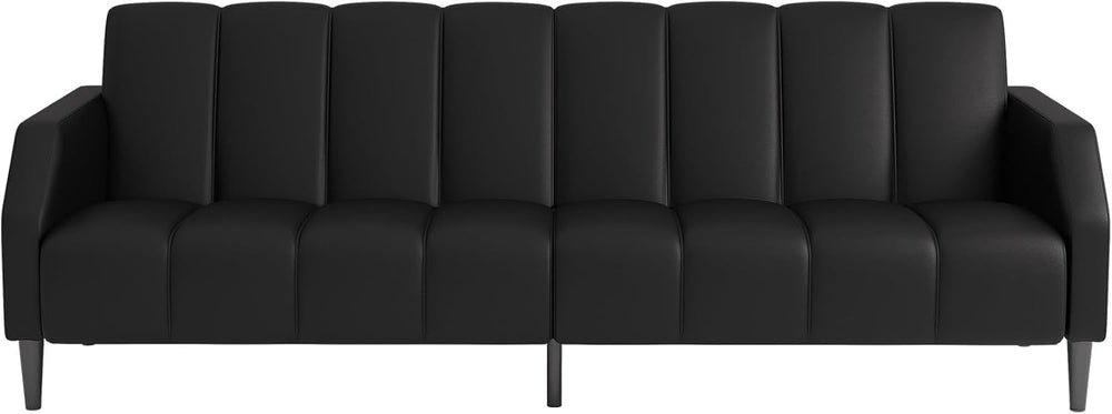 Fadware Faux Leather Couch, Convertible Futon Sofa Bed with Adjustable Backre...