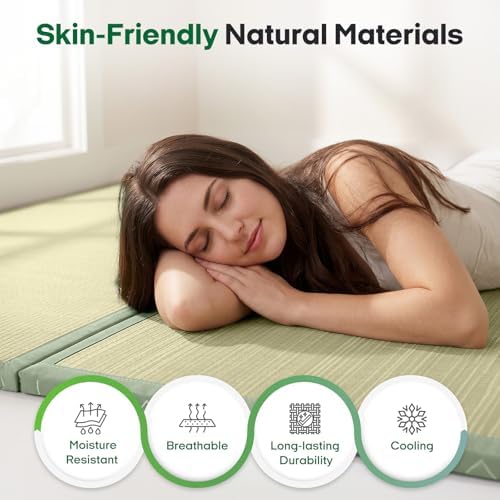 ZonLi Japanese Tatami Mat, Foldable Floor Sleeping Pad Futon Mattress