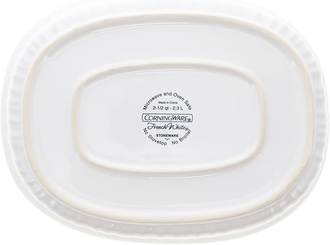 CorningWare FS2 2.5qt/2.35L Oval French White Casserole Dish & DC1.5C 1-1.75L - Image 4