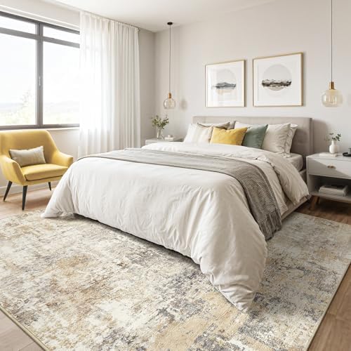 LOONGRUG Area Rug 5x7 Washable Neutral Modern Abstract Living Room Rugs