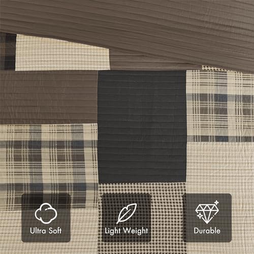 Woolrich Luxury Quilted Throw - Cabin Lifestyle, Patchwork with Moose Design ...