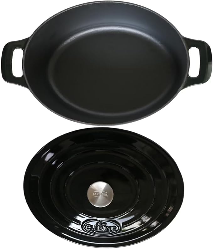 La Cuisine Enameled Cast Iron Oval Dutch Oven Casserole 6.75 QT 33x25x16cm Matt - Image 4
