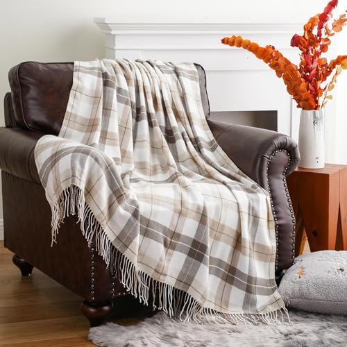 Fall Plaid Throw Blanket for Couch, Farmhouse Throw Blanket 49"x63"
