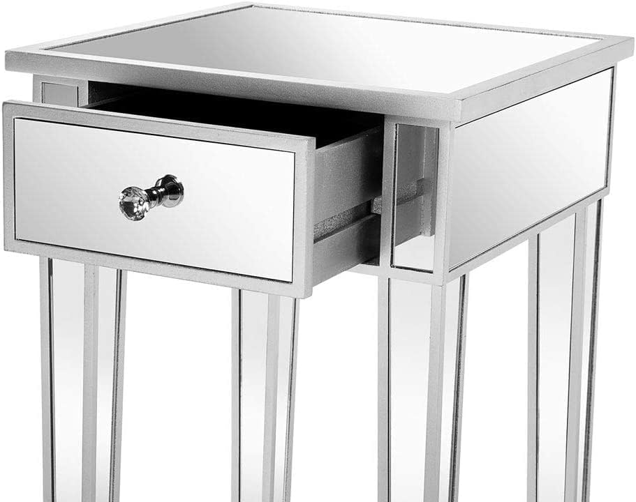 Bonnlo Mirrored Nightstand Set of 2, End Table, Small Modern Bedside Table/Ni...