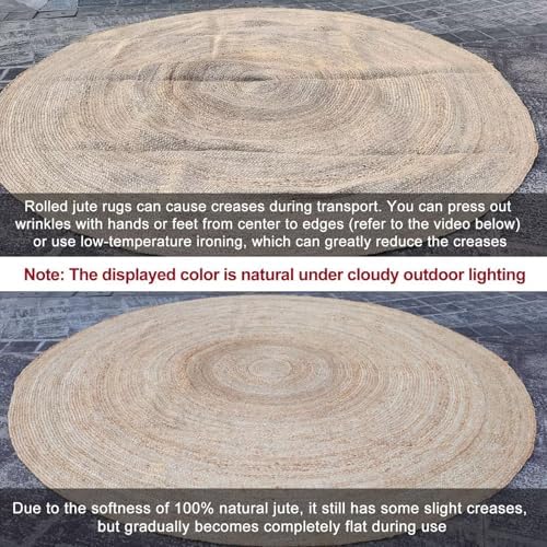Shatex Jute Rug 6x9ft, Large Chunky Farmhouse Area Rug, Handcrafted Braided R...