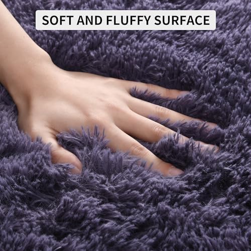Tepook 6x9 Area Rugs for Living Room, Fluffy Gray Purple Rug for Bedroom