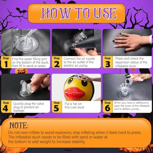1Pcs 4.6 Feet Halloween Giant Inflatable Duck Outdoor Decorations,Huge Blow U...