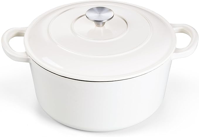 E-far Dutch Oven Pot with Lid, 5 Quart Enameled Cast Iron Round Dutch Oven by E-far