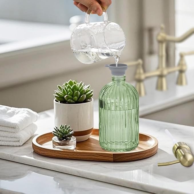 16Oz Green Glass Soap Dispenser - Image 4