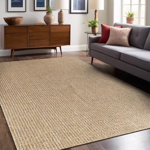 Luul Home Easy Jute Rugs 5x7 Natural Color Living Room Indoor Outdoor Area Ru...