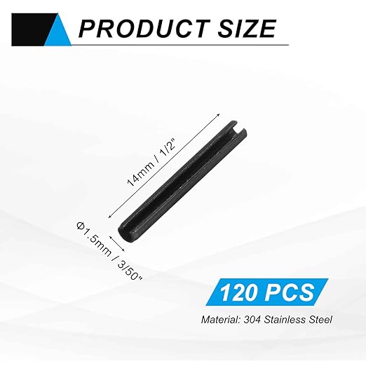 MECCANIXITY 120Pcs Slotted Split Roll Pins 3/50 Inch Dia. 1/2 Inch Length Steel - Image 2