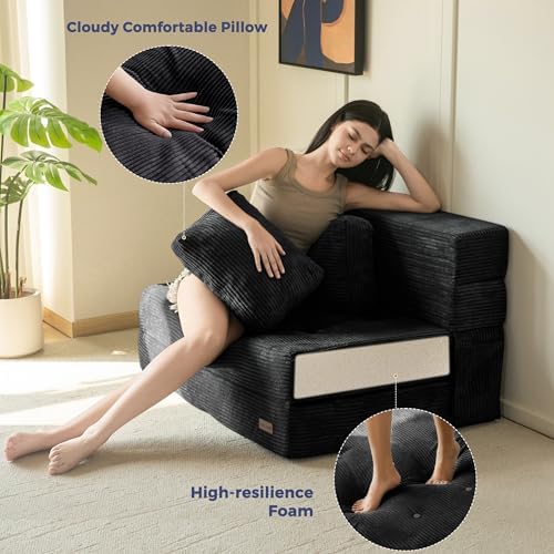 MAXYOYO Convertible Sofa Bed, Fold Out Sofa Couch with Pillow for Adults